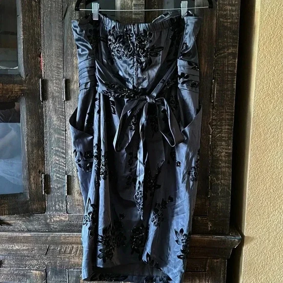 Snap Gray w/ black velvety & silver sparkle Strapless dress 22W EUC w/
Pockets! - Picture 3 of 5